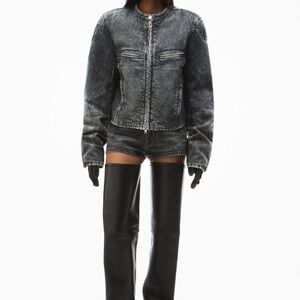 Alexander Wang Crystal Embellished Denim Moto Jacket